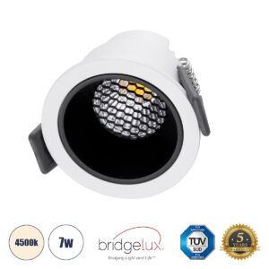 GLOBOSTAR® PLUTO-S 60246 Χωνευτό Downlight Σποτ με Honeycomb Anti Glare Reflector LED 7W 910lm 38° AC 220-240V IP20 Φυσικό Λευκό 4500K - Bridgelux COB Chip & TÜV SÜD Driver - Λευκό & Μαύρο Ματ - Μ6.4 x Π6.4 x Υ4.9cm / Q5.5cm - 5 Χρόνια Εγγύηση