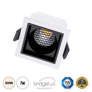 GLOBOSTAR® PLUTO-S 60264 Χωνευτό Downlight Σποτ με Honeycomb Anti Glare Reflector LED 7W 910lm 38° AC 220-240V IP20 Φυσικό Λευκό 4500K - Bridgelux COB Chip & TÜV SÜD Driver - Λευκό & Μαύρο Ματ - Μ6.4 x Π6.4 x Υ4.9cm / Q5.5 x 5.5cm - 5 Χρόνια Εγγύηση