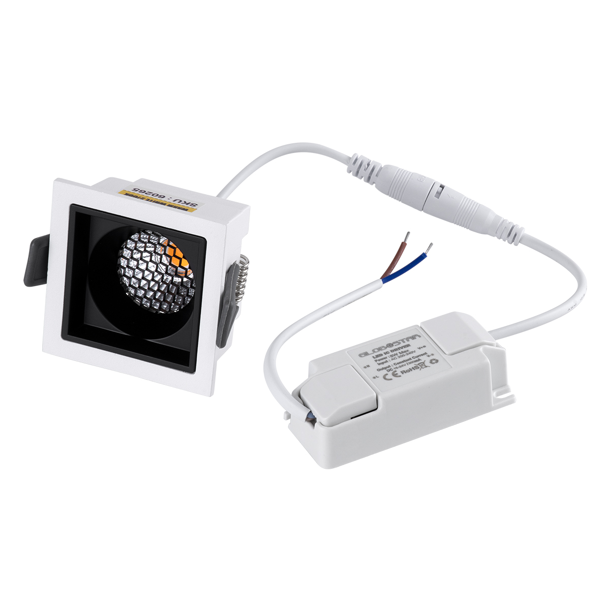 GLOBOSTAR® PLUTO-S 60265 Χωνευτό Downlight Σποτ με Honeycomb Anti Glare Reflector LED 7W 875lm 38° AC 220-240V IP20 Θερμό Λευκό 2700K - Bridgelux COB Chip & TÜV SÜD Driver - Λευκό & Μαύρο Ματ - Μ6.4 x Π6.4 x Υ4.9cm / Q5.5 x 5.5cm - 5 Χρόνια Εγγύηση - Image 7