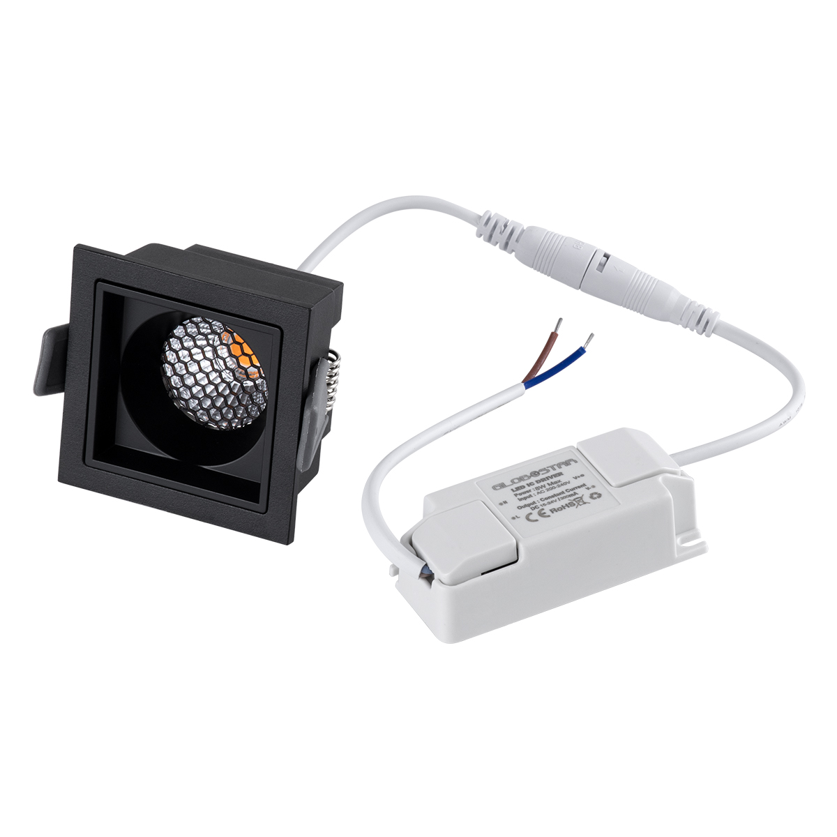 GLOBOSTAR® PLUTO-S 60269 Χωνευτό Downlight Σποτ με Honeycomb Anti Glare Reflector LED 7W 875lm 38° AC 220-240V IP20 Θερμό Λευκό 2700K - Bridgelux COB Chip & TÜV SÜD Driver - Μαύρο Ματ - Μ6.4 x Π6.4 x Υ4.9cm / Q5.5 x 5.5cm - 5 Χρόνια Εγγύηση - Image 7