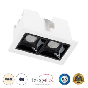 GLOBOSTAR® LUMINAR 60316 Χωνευτό Downlight Σποτ LED 4W 560lm 36° AC 220-240V IP20 Φυσικό Λευκό 4500K - Osram SMD Chip & TÜV SÜD Driver - Λευκό & Μαύρο Ματ - Μ7.5 x Π4.3 x Υ4.5cm / Q6.5 x 3.5cm - 5 Χρόνια Εγγύηση