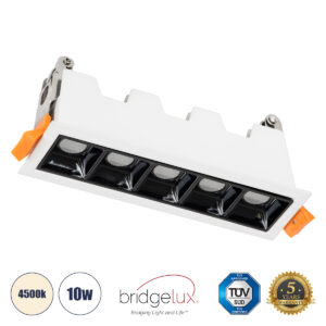 GLOBOSTAR® LUMINAR 60318 Χωνευτό Downlight Σποτ LED 10W 1400lm 36° AC 220-240V IP20 Φυσικό Λευκό 4500K - Osram SMD Chip & TÜV SÜD Driver - Λευκό & Μαύρο Ματ - Μ14.8 x Π4.3 x Υ4.5cm / Q13.5 x 3.5cm - 5 Χρόνια Εγγύηση