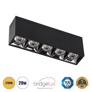 GLOBOSTAR® LUMINAR 60329 Downlight Σποτ LED 20W 2700lm 36° AC 220-240V IP20 Θερμό Λευκό 2700K - Osram SMD Chip & TÜV SÜD Driver - Μαύρο Ματ - Μ19.5 x Π4.2 x Υ6.6cm - 5 Χρόνια Εγγύηση