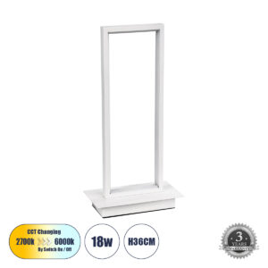 GLOBOSTAR® CORNELIE 60461 Μοντέρνο Επιτραπέζιο Φωτιστικό LED CCT 18W 1980lm 200° AC 220-240V IP20 Ρυθμιζόμενο Λευκό CCT με On/Off 2700K/4500K/6000K - Lumileds SMD Chip - Λευκό - Μ18 x Π10 x Υ36cm - 3 Χρόνια Εγγύηση
