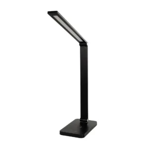 GLOBOSTAR® TEBLA 60482 Μοντέρνο Επιτραπέζιο Φωτιστικό Γραφείου με Ασύρματη Φόρτιση 5W 1A LED 5W 500lm 120° AC 220-240V IP20 Ρυθμιζόμενο Λευκό CCT με Αφή 2700K/4500K/6000K Dimmable - Bridgelux SMD Chip - Μαύρο - Μ11 x Π31 x Υ52cm - 2 Χρόνια Εγγύηση