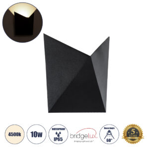 GLOBOSTAR® STEALTH 60523 Μοντέρνο Φωτιστικό Τοίχου - Απλίκα LED 10W 1100lm 60° AC 220-240V Αδιάβροχο IP65 Φυσικό Λευκό 4500K - Bridgelux COB Chip & TÜV SÜD Driver - Μαύρο Ματ - Μ17 x Π7.5 x Υ17cm - 5 Χρόνια Εγγύηση