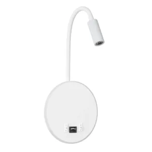 GLOBOSTAR® GOOSE 60881 Μοντέρνο Φωτιστικό Τοίχου - Απλίκα Ξενοδοχείου Reading Light με Φορτιστή USB 3A LED 6W 600lm 36° & 360° AC 220-240V IP20 Φυσικό Λευκό 4500K - CREE XPE & Lumileds SMD Chip & TÜV SÜD Driver - Λευκό Ματ - Μ15.5 x Π15 x Υ30.5cm - 3 Χρόνια Εγγύηση