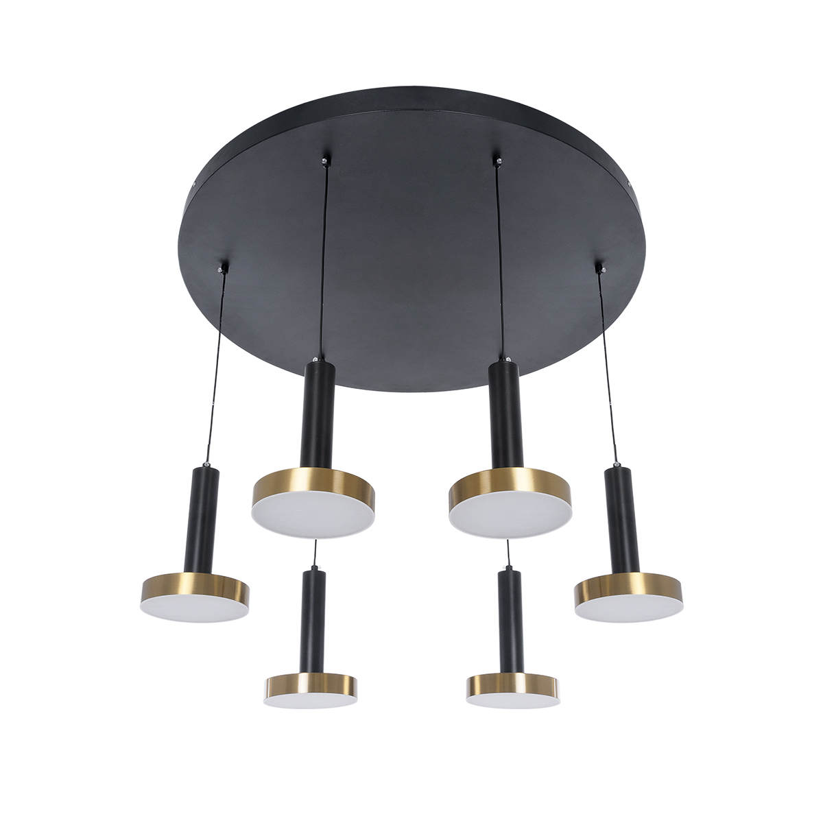 GLOBOSTAR® ZANE 60935 Μοντέρνο Κρεμαστό Φωτιστικό Οροφής LED 100W 11200lm 120° AC 220-240V IP20 Ρυθμιζόμενο Λευκό CCT με Χειριστήριο από 2700K έως 6000K Dimmable - Lumileds SMD Chip - Μαύρο Ματ & Χρυσό - Μ80 x Π80 x Υ20cm - 3 Χρόνια Εγγύηση - Image 5