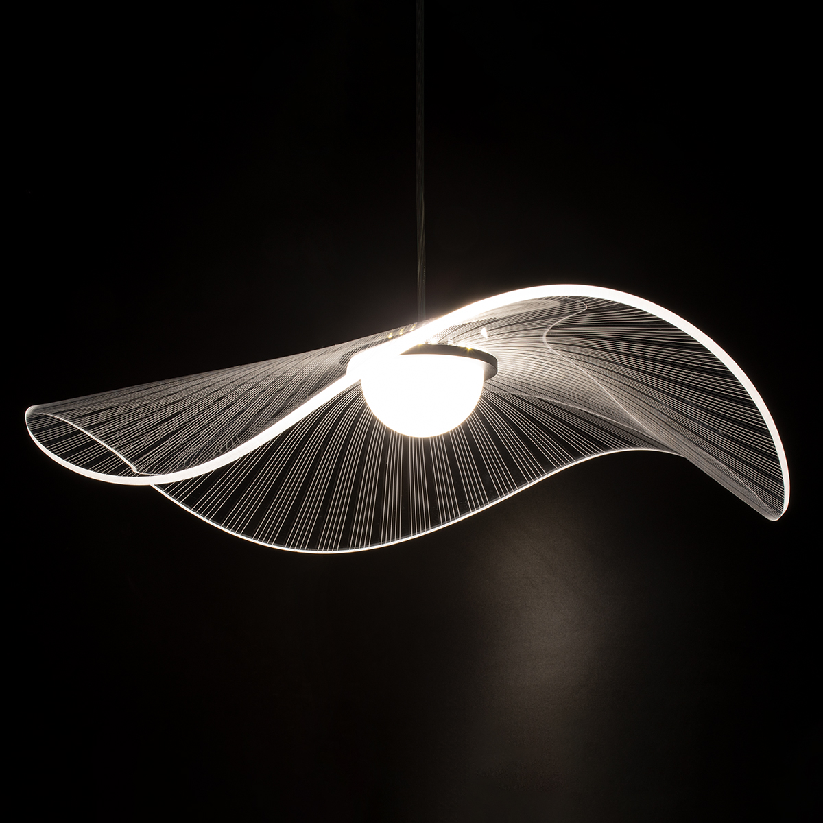 GLOBOSTAR® ACRYLICA 60975 Μοντέρνο Κρεμαστό Φωτιστικό Οροφής LED 20W 2240lm 360° AC 220-240V IP20 Ρυθμιζόμενο Λευκό CCT με On/Off 2700K/4500K/6000K - Lumileds SMD Chip - Διάφανο & Μαύρο Ματ - Μ60 x Π60 x Υ15cm - 3 Χρόνια Εγγύηση - Image 3