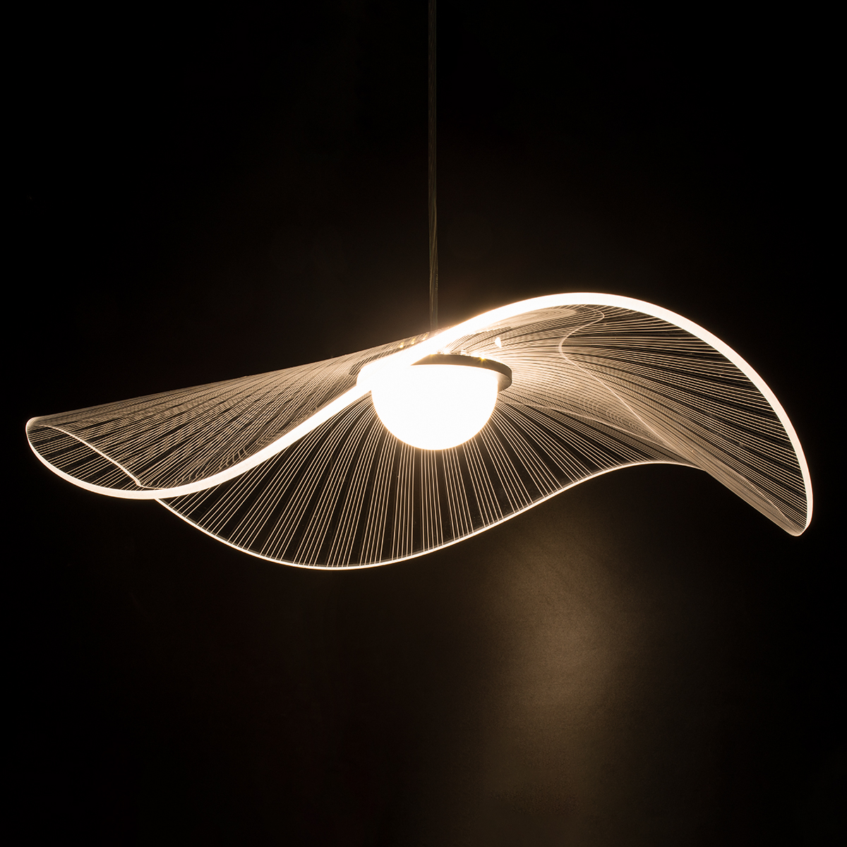 GLOBOSTAR® ACRYLICA 60975 Μοντέρνο Κρεμαστό Φωτιστικό Οροφής LED 20W 2240lm 360° AC 220-240V IP20 Ρυθμιζόμενο Λευκό CCT με On/Off 2700K/4500K/6000K - Lumileds SMD Chip - Διάφανο & Μαύρο Ματ - Μ60 x Π60 x Υ15cm - 3 Χρόνια Εγγύηση - Image 4