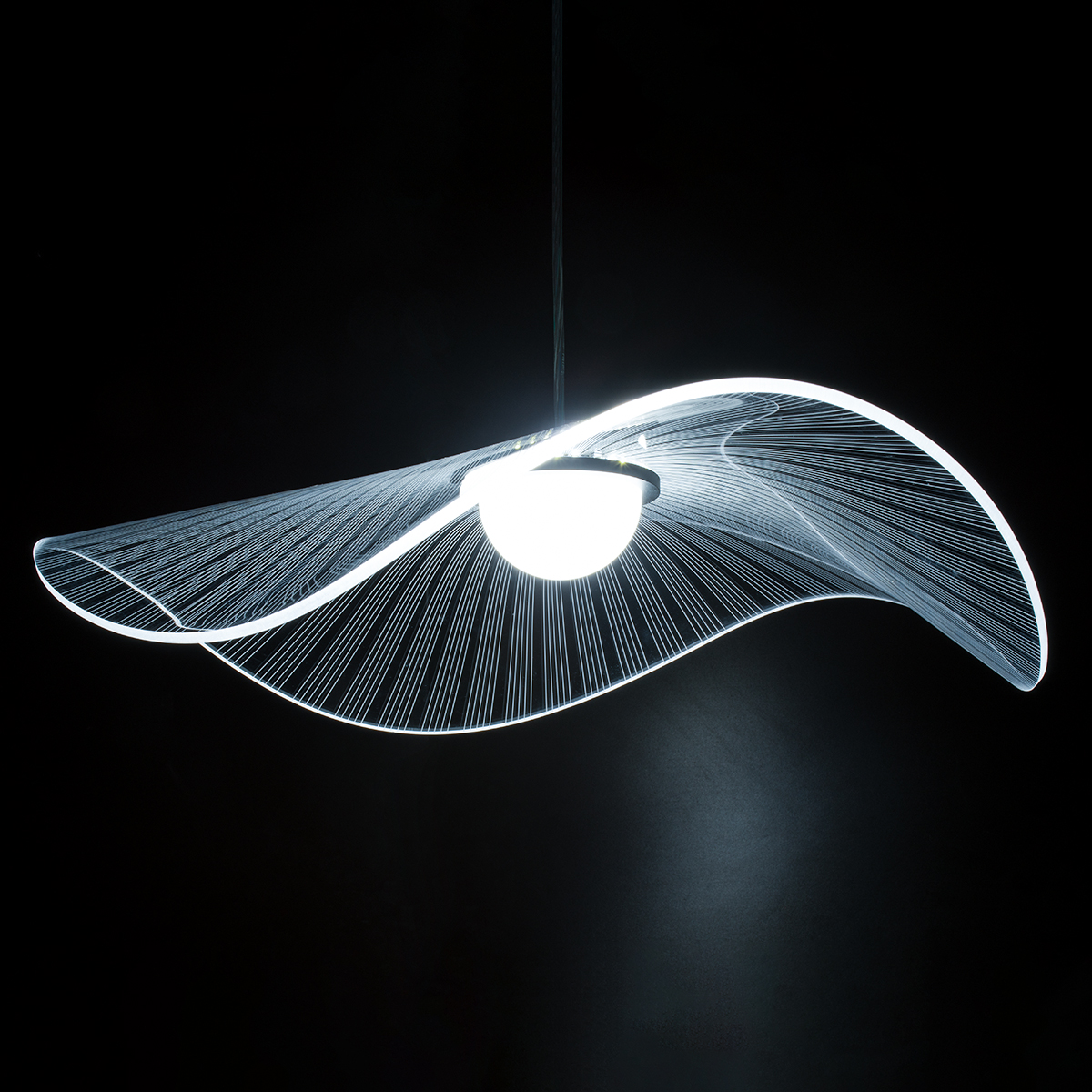 GLOBOSTAR® ACRYLICA 60975 Μοντέρνο Κρεμαστό Φωτιστικό Οροφής LED 20W 2240lm 360° AC 220-240V IP20 Ρυθμιζόμενο Λευκό CCT με On/Off 2700K/4500K/6000K - Lumileds SMD Chip - Διάφανο & Μαύρο Ματ - Μ60 x Π60 x Υ15cm - 3 Χρόνια Εγγύηση - Image 5