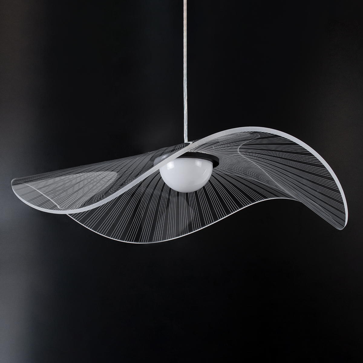 GLOBOSTAR® ACRYLICA 60975 Μοντέρνο Κρεμαστό Φωτιστικό Οροφής LED 20W 2240lm 360° AC 220-240V IP20 Ρυθμιζόμενο Λευκό CCT με On/Off 2700K/4500K/6000K - Lumileds SMD Chip - Διάφανο & Μαύρο Ματ - Μ60 x Π60 x Υ15cm - 3 Χρόνια Εγγύηση - Image 6