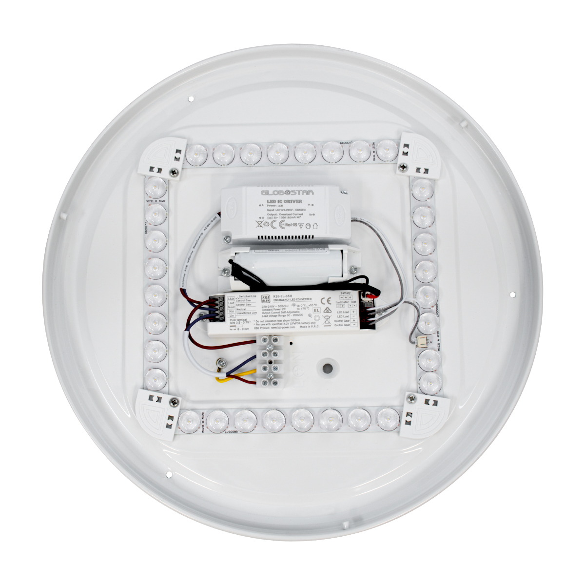 GLOBOSTAR® EMERGANO 60993 Φωτιστικό Πλαφονιέρα Οροφής με Ενσωματωμένο Σύστημα Emergency Li-ion 3450mAh/12.8Wh με Αυτονομία 3hrs LED 30W 3750lm 120° AC 220-240V Αδιάβροχο IP54 Φυσικό Λευκό 4500K - Lumileds SMD Chip - Λευκό Γαλακτερό - Μ38 x Π38 x Υ5.3cm - 3 Χρόνια Εγγύηση - Image 8
