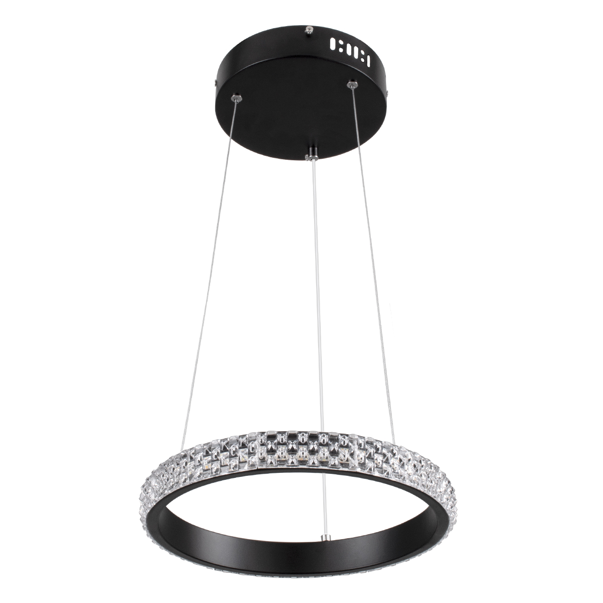 GLOBOSTAR® DIAMOND 61126 Μοντέρνο Κρεμαστό Φωτιστικό Οροφής LED 20W 2356lm 360° AC 220-240V IP20 Ρυθμιζόμενο Λευκό CCT με Χειριστήριο από 2700K έως 6000K Dimmable - Lumileds SMD Chip - Μαύρο Ματ - Μ25 x Π25 x Υ3cm - 3 Χρόνια Εγγύηση - Image 3