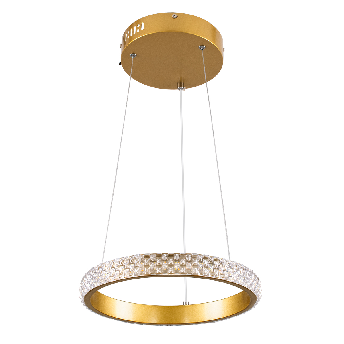 GLOBOSTAR® DIAMOND 61127 Μοντέρνο Κρεμαστό Φωτιστικό Οροφής LED 20W 2356lm 360° AC 220-240V IP20 Ρυθμιζόμενο Λευκό CCT με Χειριστήριο από 2700K έως 6000K Dimmable - Lumileds SMD Chip - Χρυσό Βούρτσας - Μ25 x Π25 x Υ3cm - 3 Χρόνια Εγγύηση - Image 3