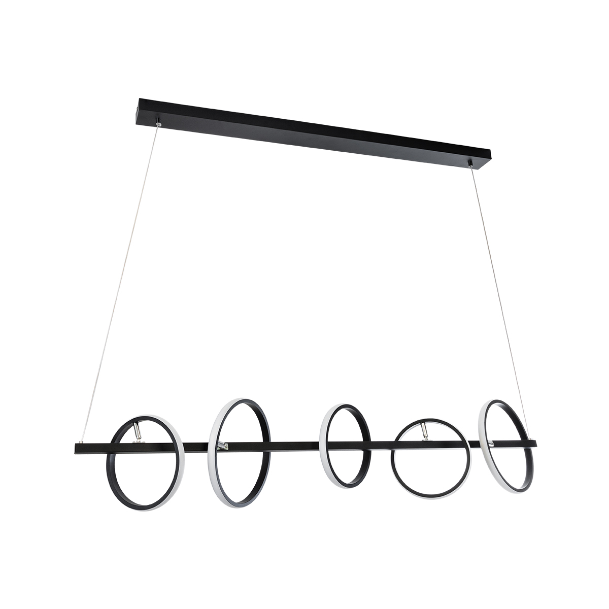 GLOBOSTAR® CIRCOLARE 61319 Μοντέρνο Κρεμαστό Φωτιστικό Οροφής LED 75W 7500lm 360° AC 220-240V IP20 Ρυθμιζόμενο Λευκό CCT με Χειριστήριο από 2700K έως 6000K Dimmable - Lumileds SMD Chip - Μαύρο Ματ - Μ120 x Π25 x Υ25cm - 3 Χρόνια Εγγύηση - Image 3