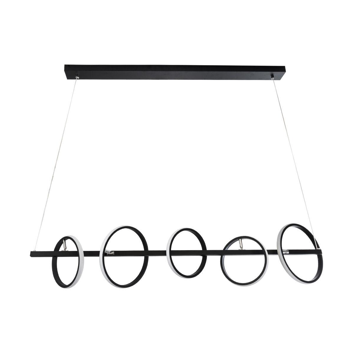 GLOBOSTAR® CIRCOLARE 61319 Μοντέρνο Κρεμαστό Φωτιστικό Οροφής LED 75W 7500lm 360° AC 220-240V IP20 Ρυθμιζόμενο Λευκό CCT με Χειριστήριο από 2700K έως 6000K Dimmable - Lumileds SMD Chip - Μαύρο Ματ - Μ120 x Π25 x Υ25cm - 3 Χρόνια Εγγύηση - Image 4