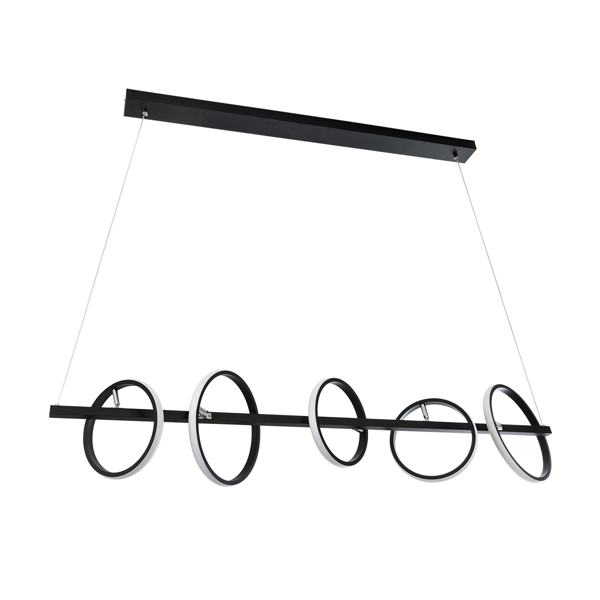 GLOBOSTAR® CIRCOLARE 61319 Μοντέρνο Κρεμαστό Φωτιστικό Οροφής LED 75W 7500lm 360° AC 220-240V IP20 Ρυθμιζόμενο Λευκό CCT με Χειριστήριο από 2700K έως 6000K Dimmable - Lumileds SMD Chip - Μαύρο Ματ - Μ120 x Π25 x Υ25cm - 3 Χρόνια Εγγύηση - Image 5