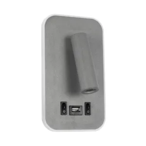 GLOBOSTAR® LADY-O 61365 Μοντέρνο Φωτιστικό Τοίχου - Απλίκα Ξενοδοχείου Reading Light με Φορτιστή USB 3A LED 10W 1000lm 36° & 360° AC 220-240V IP20 Φυσικό Λευκό 4500K - Bridgelux COB Chip & TÜV SÜD Driver - Γκρι Ματ - Μ10.5 x Π10 x Υ18.5cm - 3 Χρόνια Εγγύηση