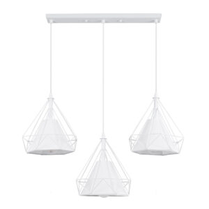 GLOBOSTAR® EIFFEL 61570 Vintage Κρεμαστό Φωτιστικό Οροφής με Ντουί 3 x E27 AC 220-240V IP20 - Λευκό - Μ68 x Π25 x Υ130cm