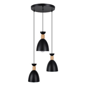 GLOBOSTAR® AVA 61572 Μοντέρνο Κρεμαστό Φωτιστικό Οροφής με Ντουί 3 x E27 AC 220-240V IP20 - Μαύρο & Μπεζ - Μ35 x Π35 x Υ130cm