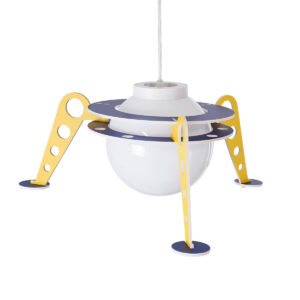 GLOBOSTAR® UFO 61581 Παιδικό Κρεμαστό Φωτιστικό Οροφής με Ντουί 1 x E27 AC 220-240V IP20 - Κίτρινο & Μπλε - Μ58 x Π58 x Υ24cm