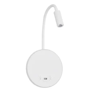 GLOBOSTAR® GOOSE 61693 Μοντέρνο Φωτιστικό Τοίχου - Απλίκα Ξενοδοχείου Reading Light με Φορτιστή USB 3A LED 6W 540lm 36° & 360° AC 220-240V IP20 Θερμό Λευκό 2700K - CREE XPE & Lumileds SMD Chip - Λευκό Ματ - Μ15.5 x Π15 x Υ30.5cm - 3 Χρόνια Εγγύηση
