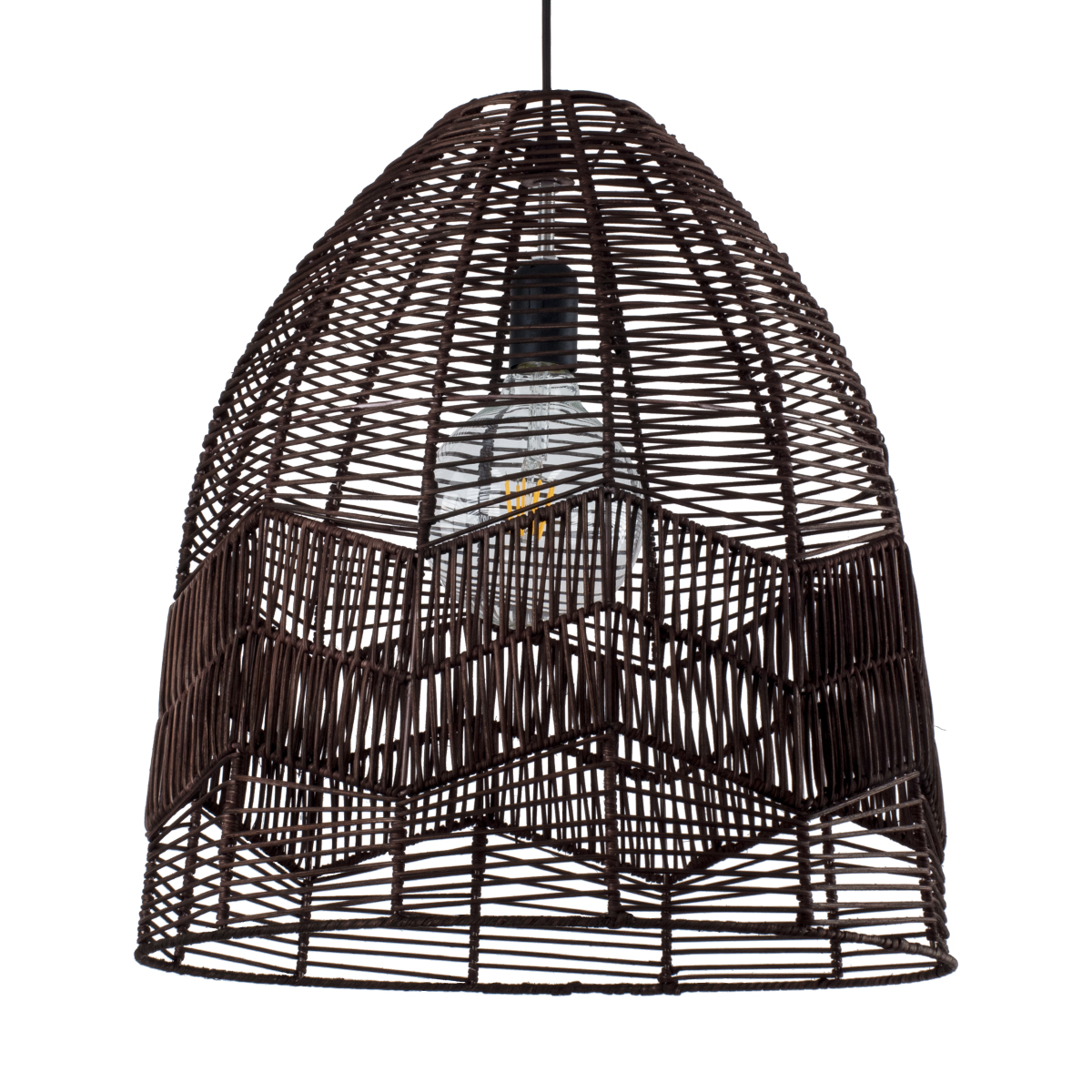 GLOBOSTAR® ALOHA 01752 Boho Κρεμαστό Φωτιστικό Οροφής με Ντουί 1 x E27 AC 220-240V IP20 - Καφέ - Μ45 x Π45 x Υ48cm - Image 2