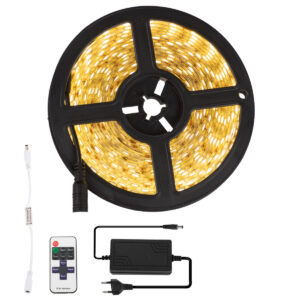 GLOBOSTAR® BRIGHTKIT 70412 Σετ Ταινίας με RF Ασύρματο Χειριστήριο & Τροφοδοτικό LED 72W 6480lm 120° AC 220-240V Αδιάβροχο IP65 300 x SMD5050 Chip Θερμό Λευκό 2700K Dimmable - Sanan SMD Chip - Μ500 x Π1 x Υ0.3cm - Ρολό 5 Μέτρων - 2 Χρόνια Εγγύηση