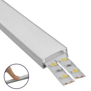 GLOBOSTAR® ALP-LINEAR ALIENA 70809-2M Επιφανειακό Προφίλ Αλουμινίου με Λευκό Γαλακτερό Πατητό Κάλυμμα για Ταινίες LED IP20 - Ασημί & Λευκό - Μ200 x Π2.4 x Υ1.1cm - Πακέτο 5 Τεμαχίων
