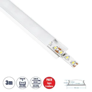 GloboStar® ALP-LINEAR CURBARIO 70863-3M Προφίλ Αλουμινίου - Βάση & Ψύκτρα Ταινίας LED με Λευκό Γαλακτερό Κάλυμμα - Επιφανειακή Χρήση - Εύκαμπτο με Δυνατότητα Κυρτής Τοποθέτησης - Πατητό Κάλυμμα - Λευκό - 3 Μέτρα - Πακέτο 5 Τεμαχίων - Μ300 x Π1.8 x Υ0.5cm
