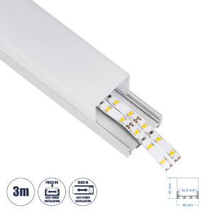 GloboStar® SURFACEPENDANT-PROFILE 70864-3M Προφίλ Αλουμινίου - Βάση & Ψύκτρα Ταινίας LED με Λευκό Γαλακτερό Κάλυμμα - Επιφανειακή & Κρεμαστή Χρήση - Πατητό Κάλυμμα - Ασημί - 3 Μέτρα - Μ300 x Π4.5 x Υ4.2cm