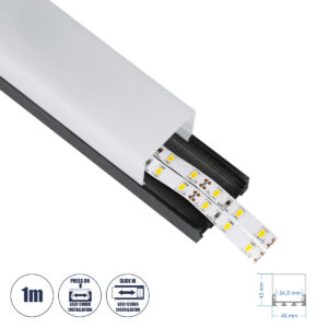 GloboStar® SURFACEPENDANT-PROFILE 70866-1M Προφίλ Αλουμινίου - Βάση & Ψύκτρα Ταινίας LED με Λευκό Γαλακτερό Κάλυμμα - Επιφανειακή & Κρεμαστή Χρήση - Πατητό Κάλυμμα - Μαύρο - 1 Μέτρο - Μ100 x Π4.5 x Υ4.2cm