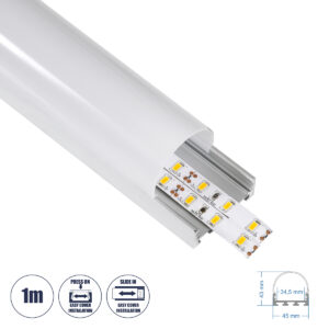 GloboStar® SURFACEPENDANT-PROFILE 70870-1M Προφίλ Αλουμινίου - Βάση & Ψύκτρα Ταινίας LED με Λευκό Γαλακτερό Κάλυμμα - Επιφανειακή & Κρεμαστή Χρήση - Πατητό Κάλυμμα - Ασημί - 1 Μέτρα - Μ100 x Π4.5 x Υ4.2cm