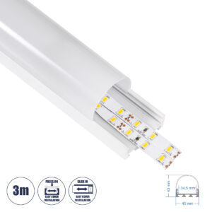 GloboStar® SURFACEPENDANT-PROFILE 70871-3M Προφίλ Αλουμινίου - Βάση & Ψύκτρα Ταινίας LED με Λευκό Γαλακτερό Κάλυμμα - Επιφανειακή & Κρεμαστή Χρήση - Πατητό Κάλυμμα - Λευκό - 3 Μέτρα - Μ300 x Π4.5 x Υ4.2cm
