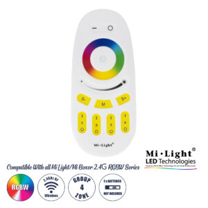 GLOBOSTAR® MiBOXER-FUT096 71409 Ασύρματο Χειριστήριο Αφής 4 Ζωνών RGBW DC 3V(2 x AAA) IP20 - RF 2.4GHz - Λευκό - Μ12 x Π5.4 x Υ2cm - 3 Χρόνια Εγγύηση