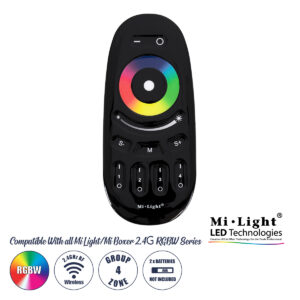 GLOBOSTAR® MiBOXER-FUT096-B 71410 Ασύρματο Χειριστήριο Αφής 4 Ζωνών RGBW DC 3V(2 x AAA) IP20 - RF 2.4GHz - Μαύρο - Μ12 x Π5.4 x Υ2cm - 3 Χρόνια Εγγύηση