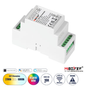 GloboStar® MiBOXER-LS2S 71415 DC WiFi & RF 2.4Ghz Dimmer High Speed Controller 5 Καναλιών DC 12-24V 5 x 6A 144W - Max 10A 240W - IP20 RGBW+WW - Din Rail Ράγας - Μ9 x Π3.4 x Υ6cm - 5 Years Warranty