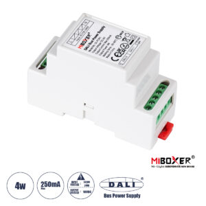 GLOBOSTAR® MiBOXER-DL-POW1 71420 DC DALI BUS Τροφοδοτικό/Μετασχηματιστής SELV Ράγας με 2 x 125mA 2W Κανάλια AC 220-240V σε DC 16V 250mA 4W Max IP20 - DALI BUS - Μ9 x Π3.4 x Υ6cm - 5 Χρόνια Εγγύηση