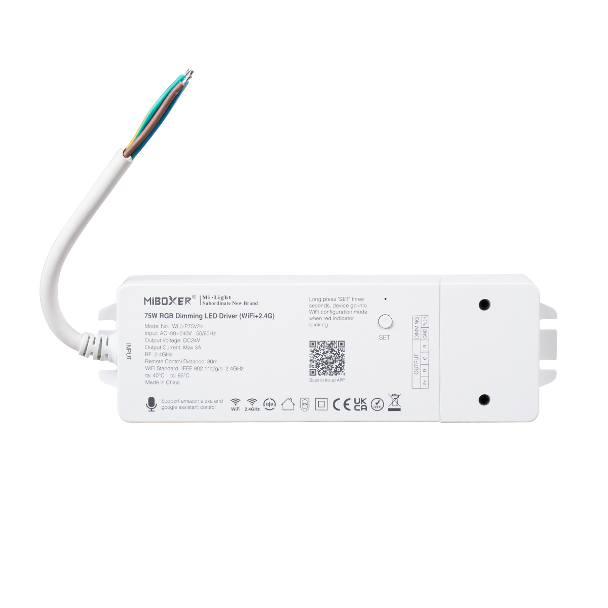 GloboStar® MiBOXER-WL3-P75V24 71439 DC Smart Wifi & RF 2.4Ghz & Push Dimming Power Supply Τροφοδοτικό SELV & Controller / Dimmer All in One 3 Καναλιών AC100-240V σε DC 24V 3 x 0.6A 14.4W - Max 3A 75W - IP20 RGB Μ19 x Π5.5 x Υ3.2cm - 5 Years Warranty - Image 3