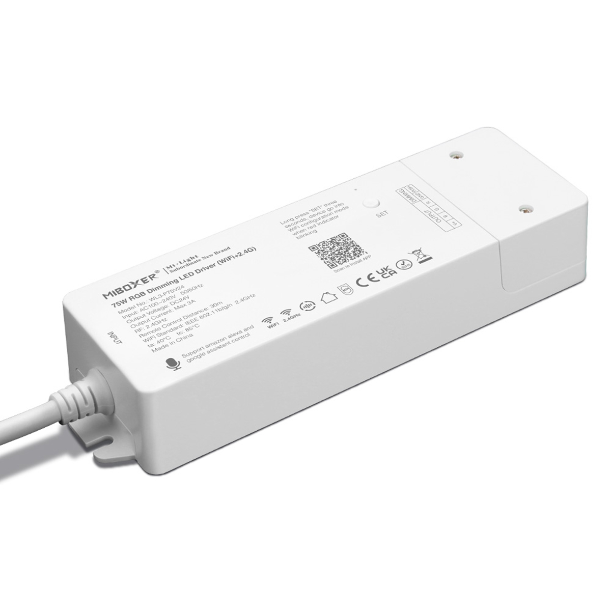 GloboStar® MiBOXER-WL3-P75V24 71439 DC Smart Wifi & RF 2.4Ghz & Push Dimming Power Supply Τροφοδοτικό SELV & Controller / Dimmer All in One 3 Καναλιών AC100-240V σε DC 24V 3 x 0.6A 14.4W - Max 3A 75W - IP20 RGB Μ19 x Π5.5 x Υ3.2cm - 5 Years Warranty - Image 7