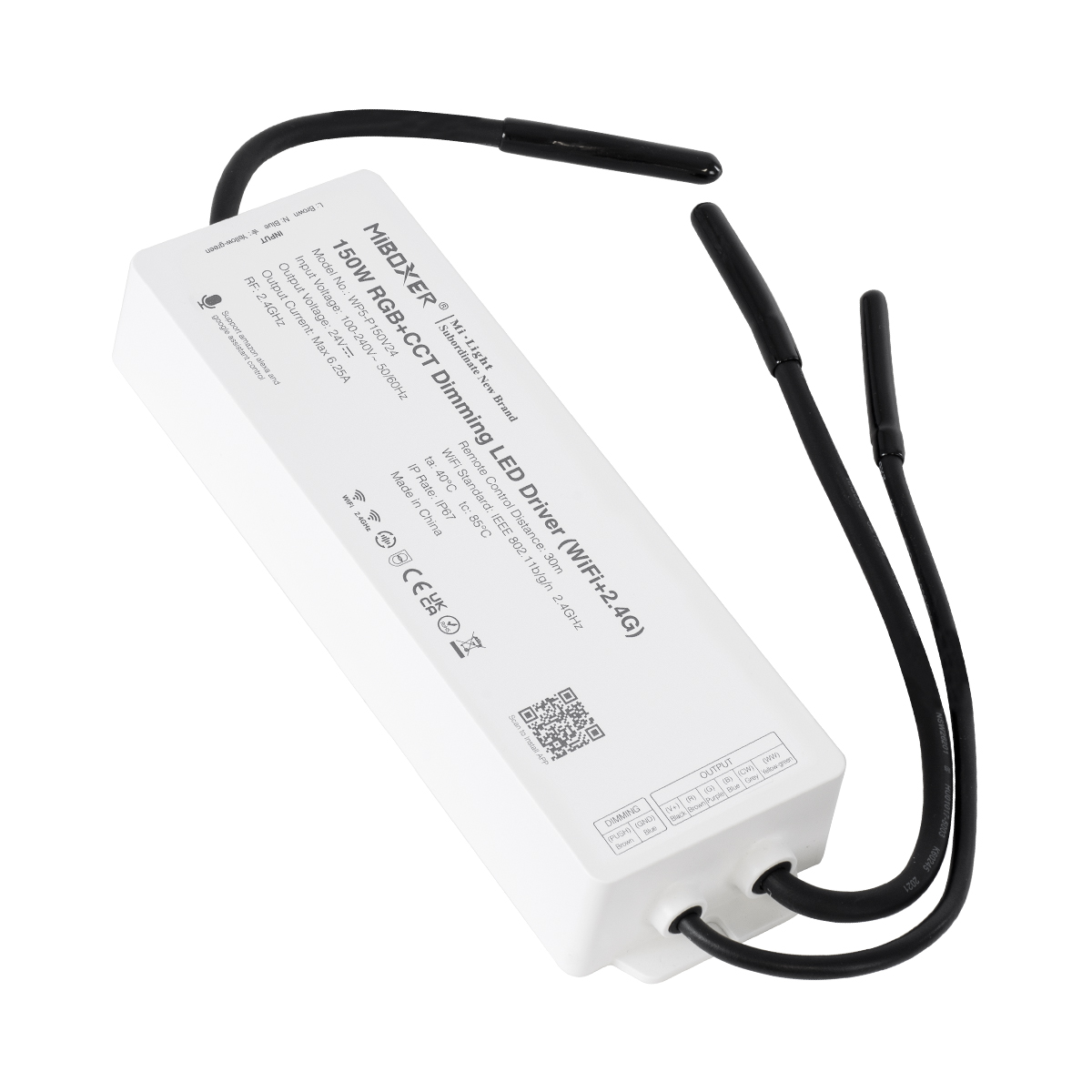 GloboStar® MiBOXER-WP5-P150V24 71440 DC Smart Wifi & RF 2.4Ghz & Push Dimming Power Supply Τροφοδοτικό SELV & Controller / Dimmer All in One 5 Καναλιών AC100-240V σε DC 24V 5 x 1.25A 30W - Max 6.25A 150W - Αδιάβροχο IP67 RGBW+WW Μ22.5 x Π7.3 x Υ3.5cm - 5 - Image 2