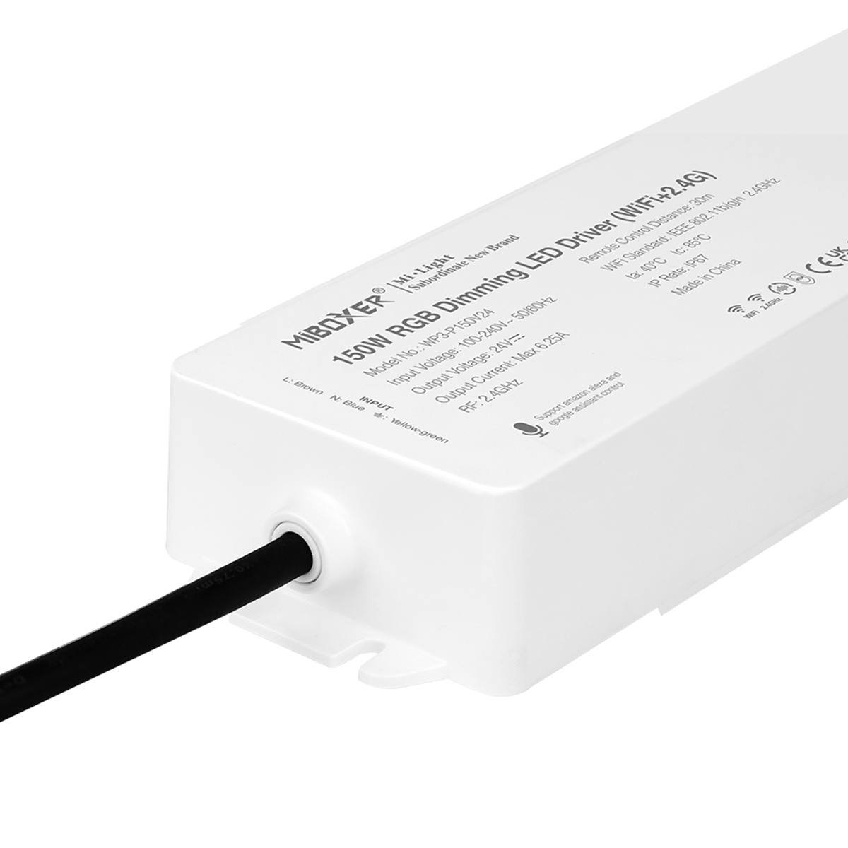 GloboStar® MiBOXER-WP5-P150V24 71440 DC Smart Wifi & RF 2.4Ghz & Push Dimming Power Supply Τροφοδοτικό SELV & Controller / Dimmer All in One 5 Καναλιών AC100-240V σε DC 24V 5 x 1.25A 30W - Max 6.25A 150W - Αδιάβροχο IP67 RGBW+WW Μ22.5 x Π7.3 x Υ3.5cm - 5 - Image 7