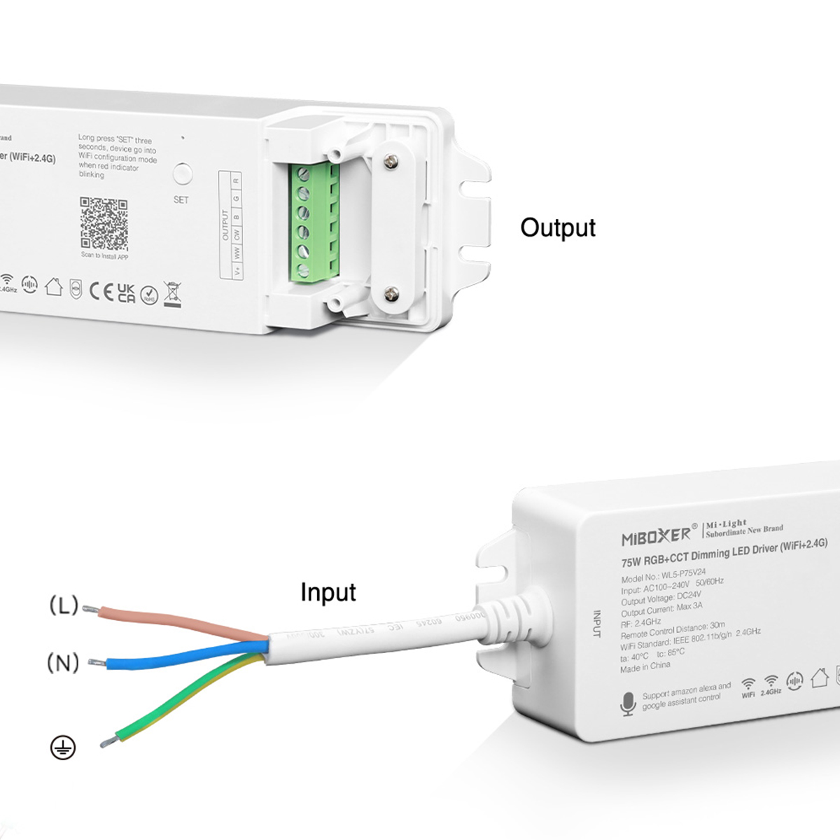 GloboStar® MiBOXER-WL5-P75V24 71441 DC Smart Wifi & RF 2.4Ghz Power Supply Τροφοδοτικό SELV & Controller / Dimmer All in One 5 Καναλιών AC100-240V σε DC 24V 5 x 0.6A 14.4W - Max 3A 75W - IP20 RGBW+WW Μ19 x Π5.5 x Υ3.2cm - 5 Years Warranty - Image 8