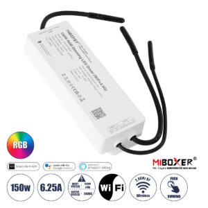 GloboStar® MiBOXER WP3-P150V24 71442 DC Smart Wifi & RF 2.4Ghz Power Supply Τροφοδοτικό SELV & Controller / Dimmer All in One 3 Καναλιών AC100-240V σε DC 24V 3 x 2.1A 50W - Max 6.25A 150W - Αδιάβροχο IP67 RGB Μ22.5 x Π7.3 x Υ3.5cm - 5 Years Warranty