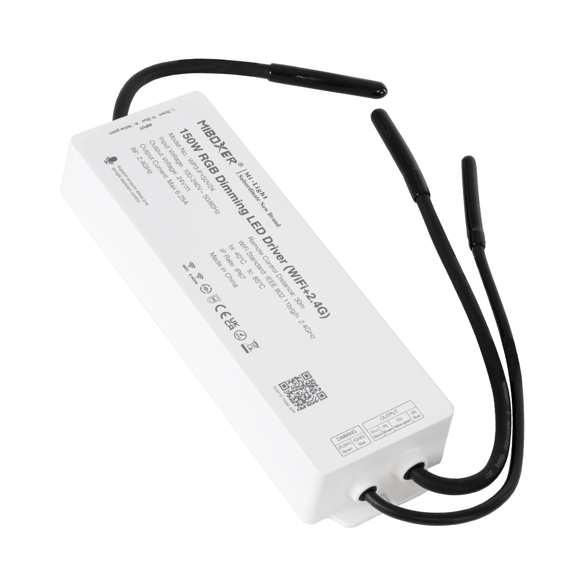 GloboStar® MiBOXER WP3-P150V24 71442 DC Smart Wifi & RF 2.4Ghz Power Supply Τροφοδοτικό SELV & Controller / Dimmer All in One 3 Καναλιών AC100-240V σε DC 24V 3 x 2.1A 50W - Max 6.25A 150W - Αδιάβροχο IP67 RGB Μ22.5 x Π7.3 x Υ3.5cm - 5 Years Warranty - Image 2