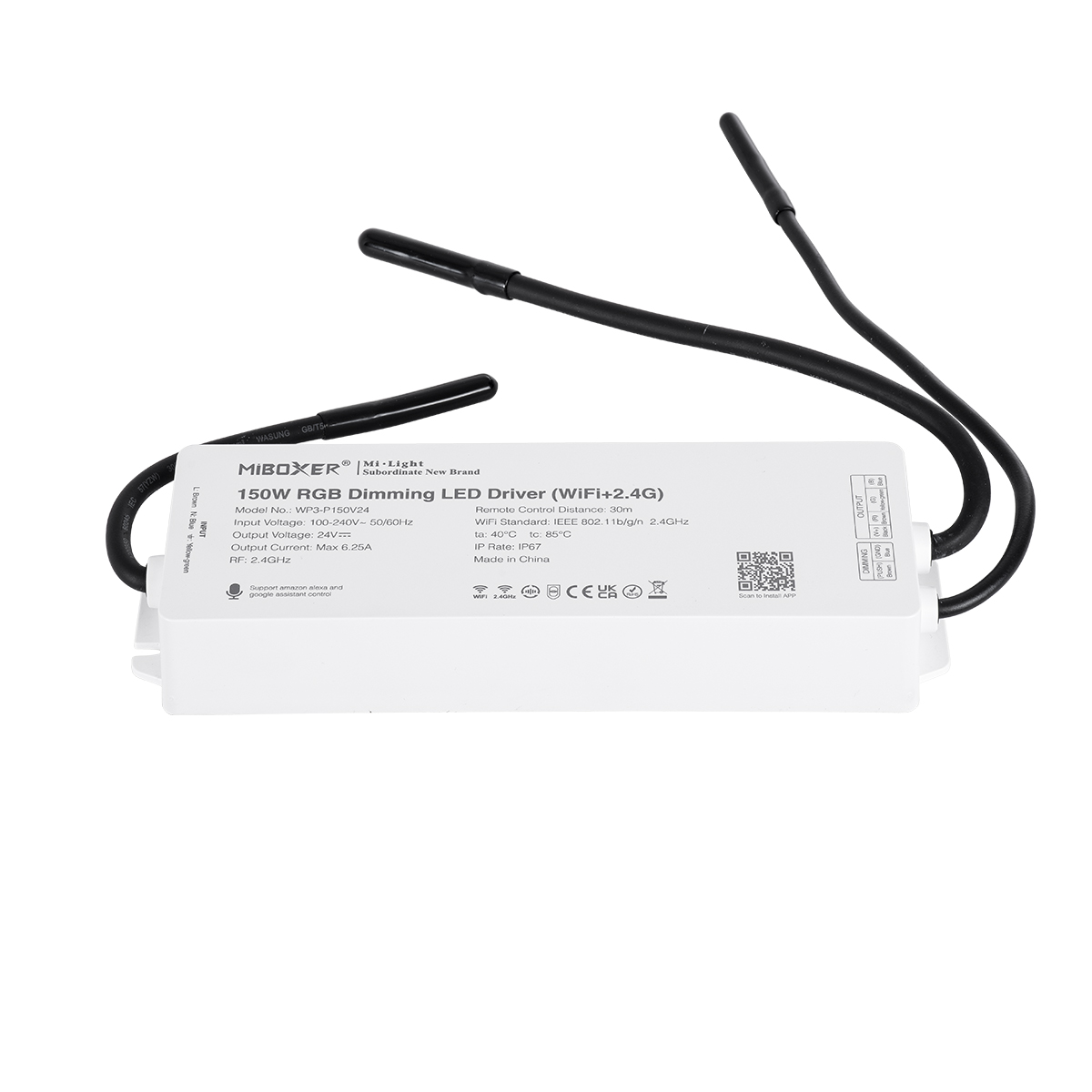 GloboStar® MiBOXER WP3-P150V24 71442 DC Smart Wifi & RF 2.4Ghz Power Supply Τροφοδοτικό SELV & Controller / Dimmer All in One 3 Καναλιών AC100-240V σε DC 24V 3 x 2.1A 50W - Max 6.25A 150W - Αδιάβροχο IP67 RGB Μ22.5 x Π7.3 x Υ3.5cm - 5 Years Warranty - Image 4