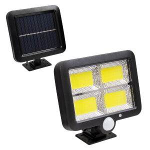 GLOBOSTAR® ZETA 71462 Προβολέας με Ανιχνευτή PIR / Αισθητήρα Κίνησης LED 20W 600lm 120° DC 5V με Φωτοβολταϊκό Panel 5V 1W & Επαναφορτιζόμενη Μπαταρία Li-ion 3.2V 2400mAh Αδιάβροχο IP65 Ψυχρό Λευκό 6000K - Sanan COB Chip - Μαύρο - Μ15 x Π3.5 x Υ13cm - 2 Χρόνια Εγγύηση