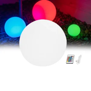 GLOBOSTAR® GARDENGLOW 71473 Μοντέρνο Φωτιστικό Κήπου Μπάλα με IR Ασύρματο Χειριστήριο LED 3W 240lm 360° DC 5V με USB-C με Επαναφορτιζόμενη Μπαταρία Li-ion 3.7V 2x18650 1400mAh Αδιάβροχο IP54 Πολύχρωμο RGBW Dimmable - Sanan SMD Chip - Γαλακτερό Λευκό - Μ15 x Π15 x Υ15cm - 2 Χρόνια Εγγύηση