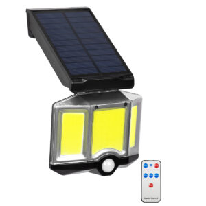 GLOBOSTAR® ORVION 71482 Προβολέας με IR Ασύρματο Χειριστήριο LED 20W 1000lm 120° DC 5V με Φωτοβολταϊκό Panel 5V 1W & Επαναφορτιζόμενη Μπαταρία Li-ion 3.2V 2400mAh Αδιάβροχο IP65 Ψυχρό Λευκό 6000K Dimmable - Sanan COB Chip - Μαύρο - Μ12.5 x Π3.5 x Υ10cm - 2 Χρόνια Εγγύηση